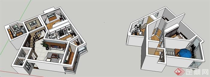 某复式住宅楼室内装饰设计SU模型(6)