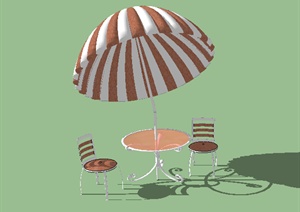 某园林景观室外太阳伞座椅SU(草图大师)模型素材2