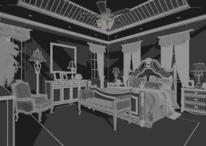 某欧式卧室室内装饰设计3DMAX模型