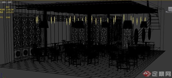 某中式风格餐厅装饰设计3dmax模型(2)