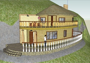 某山顶特色小屋建筑设计模型