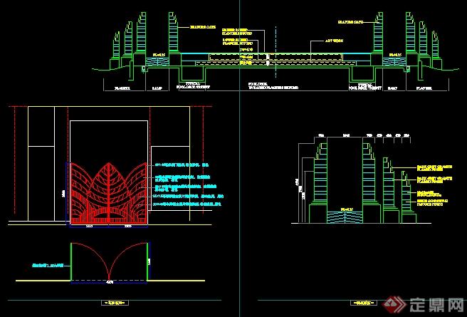 某现代大门设计方案图纸(1)