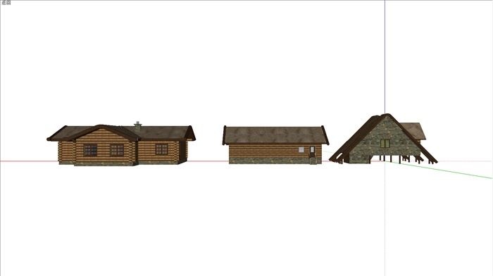 三间林间木屋建筑设计SU模型