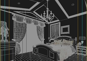 某美式别墅卧室室内装饰设计3dmax模型