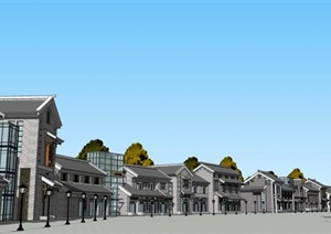 某新中式商业风情街建筑设计SU(草图大师)模型