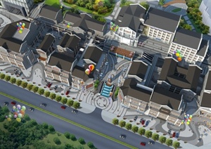 某多层商住商业街建筑设计SU(草图大师)模型
