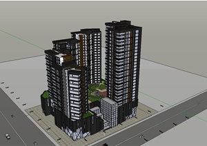 某高层商住楼建筑设计SU(草图大师)模型2