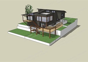 某别墅住宅建筑设计整体SU(草图大师)模型