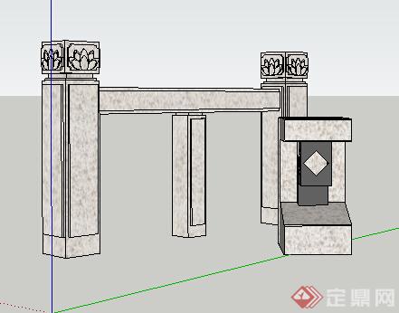 园林景观之现代中式景墙设计su模型4(1)