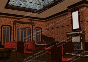 某新古典餐厅室内装饰设计SU(草图大师)模型