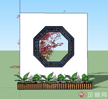 园林景观之现代中式景墙设计su模型8(1)