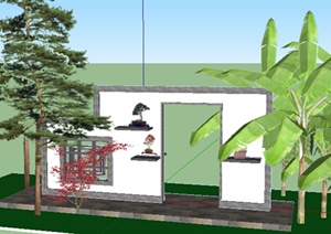 园林景观之现代中式景墙设计SU(草图大师)模型10