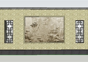 园林景观之现代中式景墙设计SU(草图大师)模型11