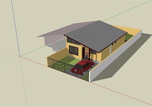某单层住宅建筑设计SU(草图大师)模型