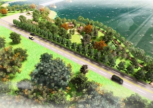 某临江绿化公园设计效果图（含PSD总平图）