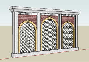 园林景观之现代景墙设计SU(草图大师)模型14