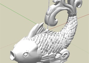 喷水鲤鱼雕塑设计SU(草图大师)模型