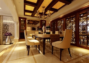 某混搭复式住宅客餐厅室内设计3DMAX模型