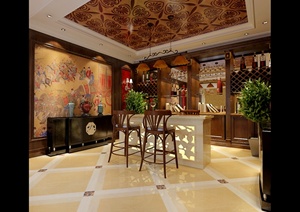 某混搭风格客餐厅室内装饰设计3DMAX模型