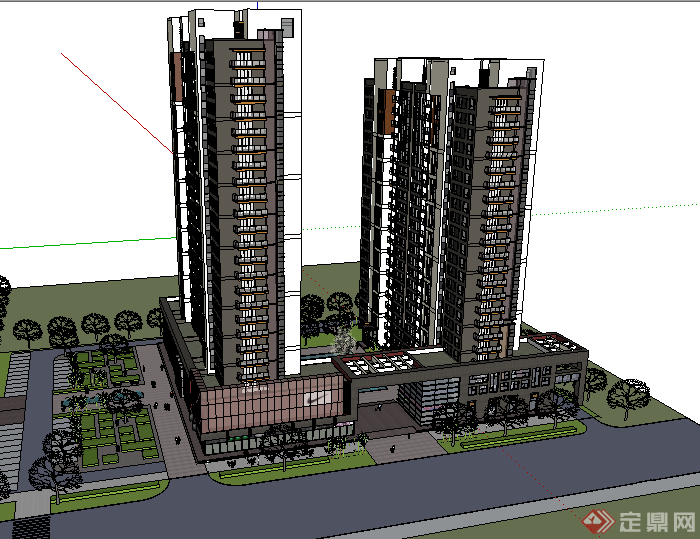 某商业住宅景观设计SU模型素材(1)
