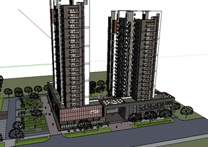 某商业住宅景观设计SU(草图大师)模型素材