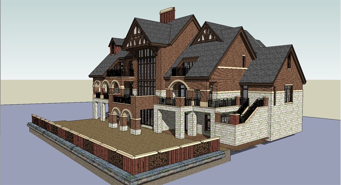 某新古典风格别墅建筑设计整体SU模型