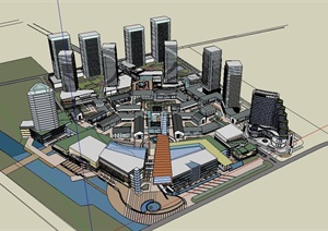 某城市中央商务区建筑设计SU(草图大师)模型