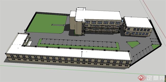 某简约办公楼建筑设计SU模型(1)