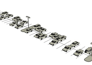 某停车位以及汽车组合SU(草图大师)模型