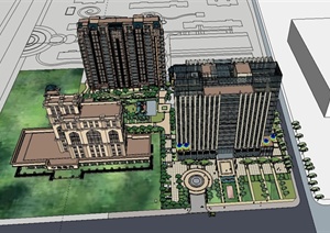 某住宅和商业广场建筑设计SU(草图大师)模型