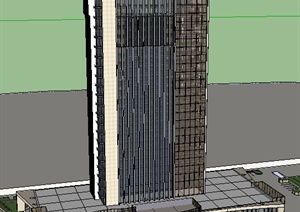 某高层办公楼以及底层商铺建筑设计SU(草图大师)模型