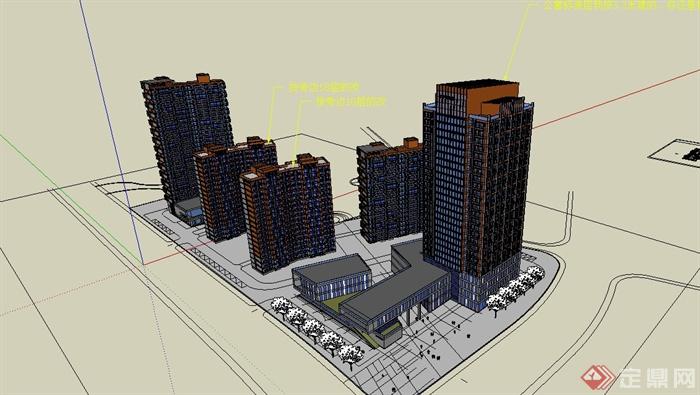 某公寓住宅区建筑设计SU模型(1)
