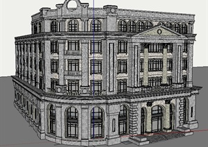 某古欧风格宾馆酒店建筑设计SU(草图大师)模型