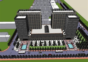 某大型商业大厦建筑设计SU(草图大师)模型