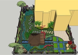 某庭院花园景观设计SU(草图大师)模型（含CAD方案）