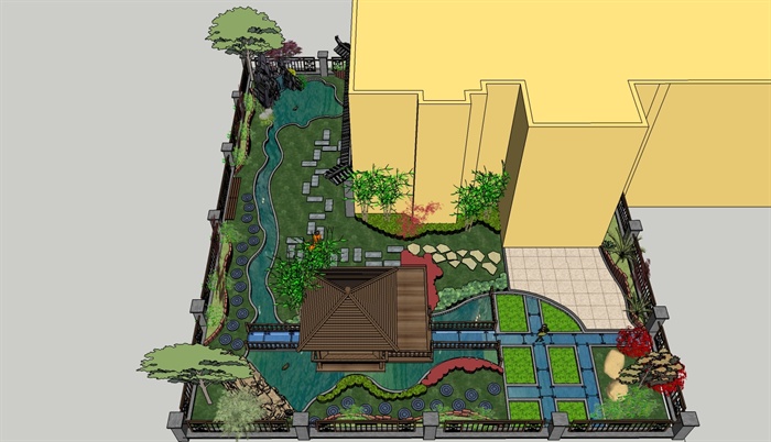 某庭院花园景观设计SU精细模型