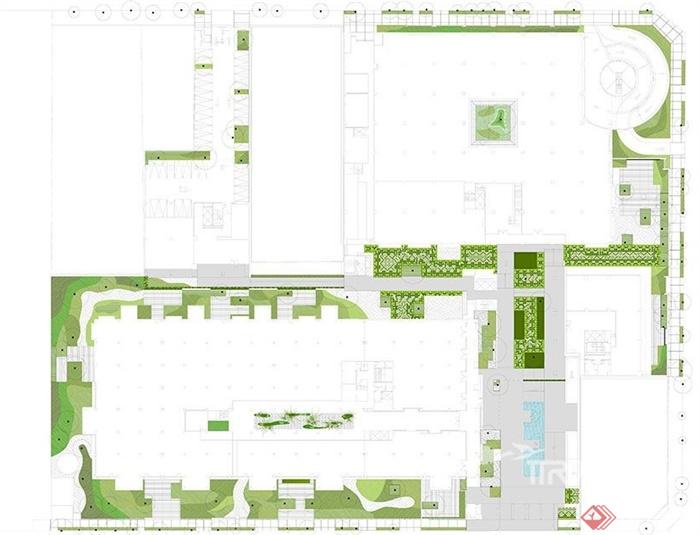 某办公楼花园景观设计实景图（含方案平面）