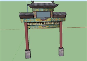 某古典中式牌坊设计SU(草图大师)模型素材