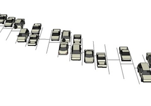 某现代停车场停车位整体SU(草图大师)模型