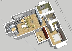 某住宅家装设计SU(草图大师)模型（含CAD图纸）