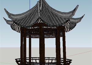 某古典中式八角亭整体SU(草图大师)模型