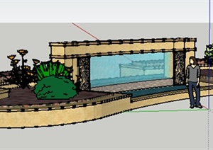 园林景观之现代景墙设计方案SU(草图大师)模型2
