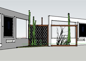 园林景观之现代景墙设计方案SU(草图大师)模型3