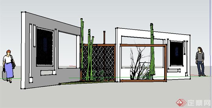 园林景观之现代景墙设计方案SU模型3(1)