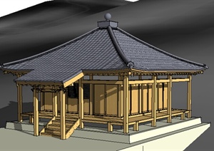 园林景观之现代中式寺庙设计方案SU(草图大师)模型