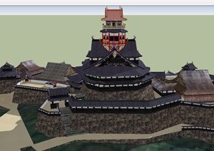 某古典中式旅游区景观设计SU(草图大师)模型2