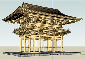 某古典中式寺庙建筑设计方案SU(草图大师)模型2