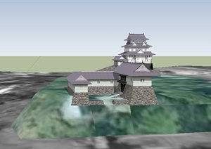 某中式旅游景区建筑设计SU(草图大师)模型2