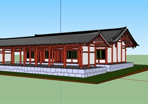 某中式居住建筑设计SU(草图大师)模型素材