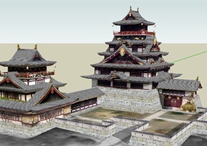 某古典中式寺庙建筑设计方案SU(草图大师)模型4